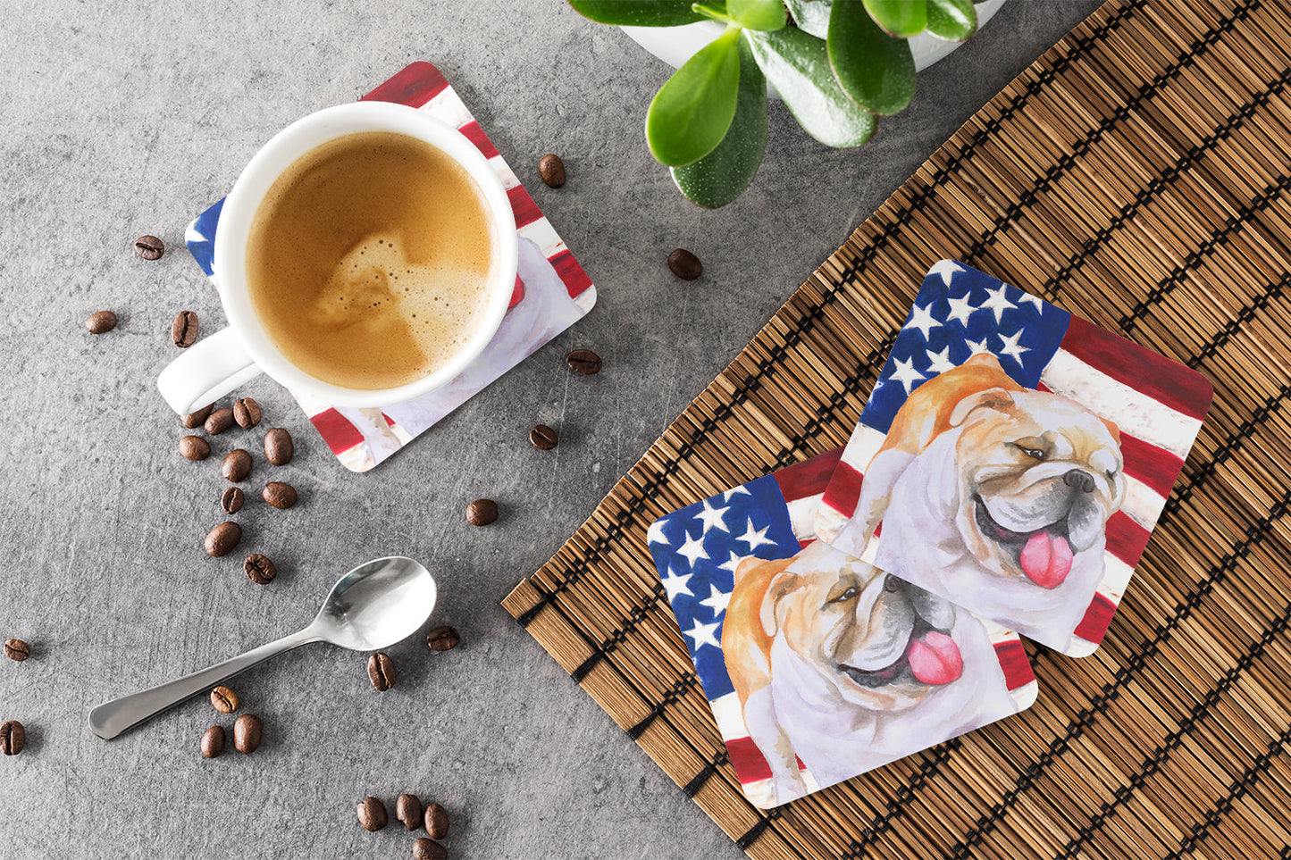 English Bulldog Patriotic Foam Coaster BB9639FC