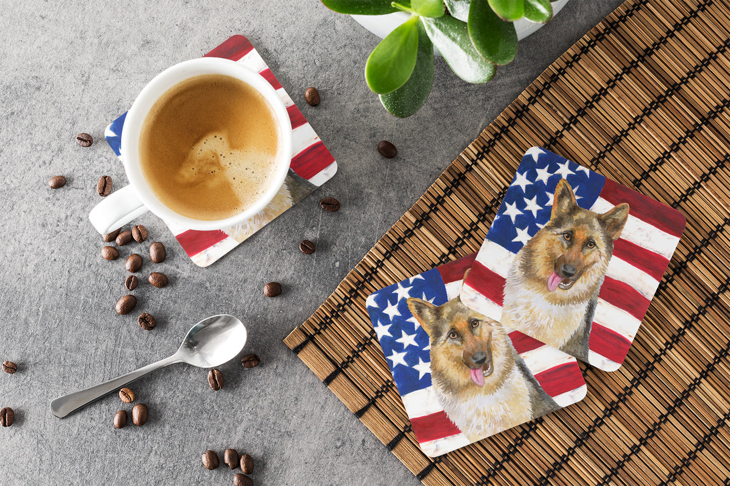 German Shepherd Patriotic Foam Coaster BB9654FC