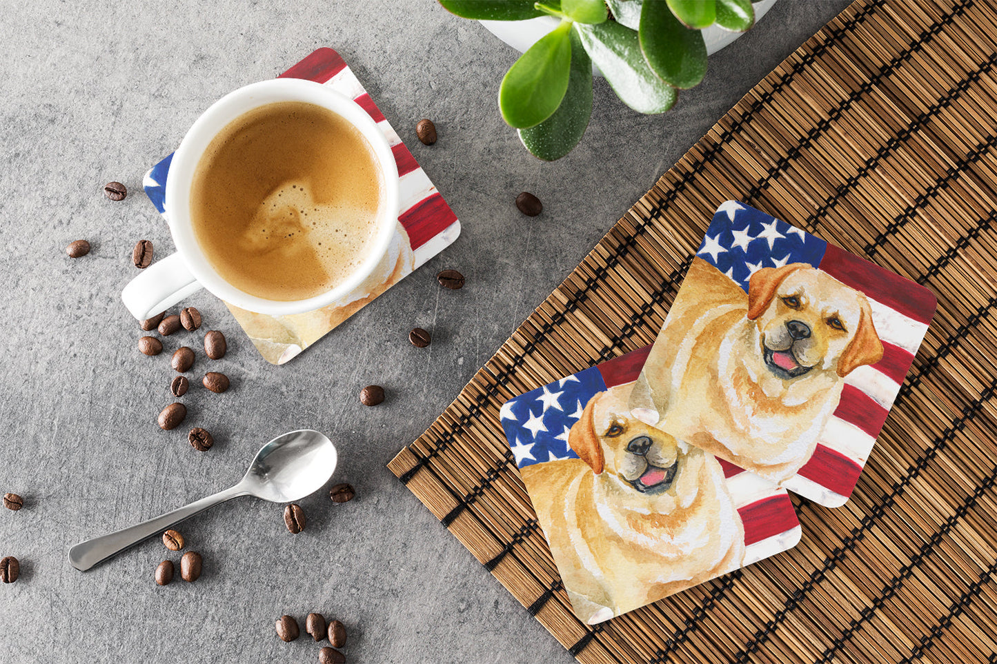 Golden Retriever Patriotic Foam Coaster BB9664FC