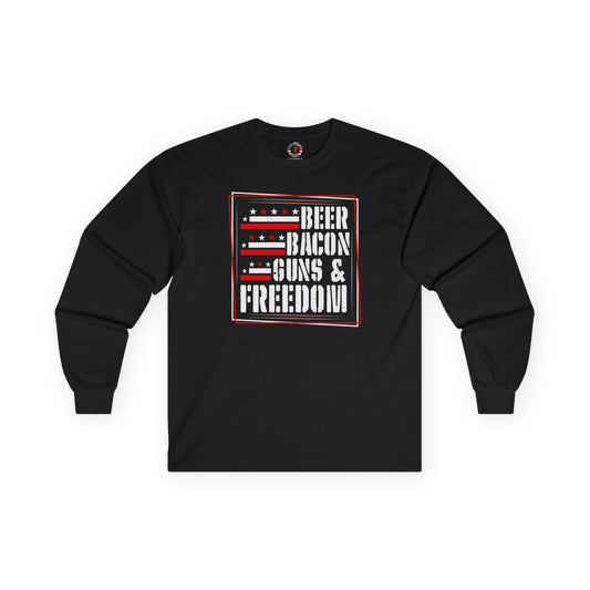 Beer Bacon Guns and Freedom Long Sleeve Tee