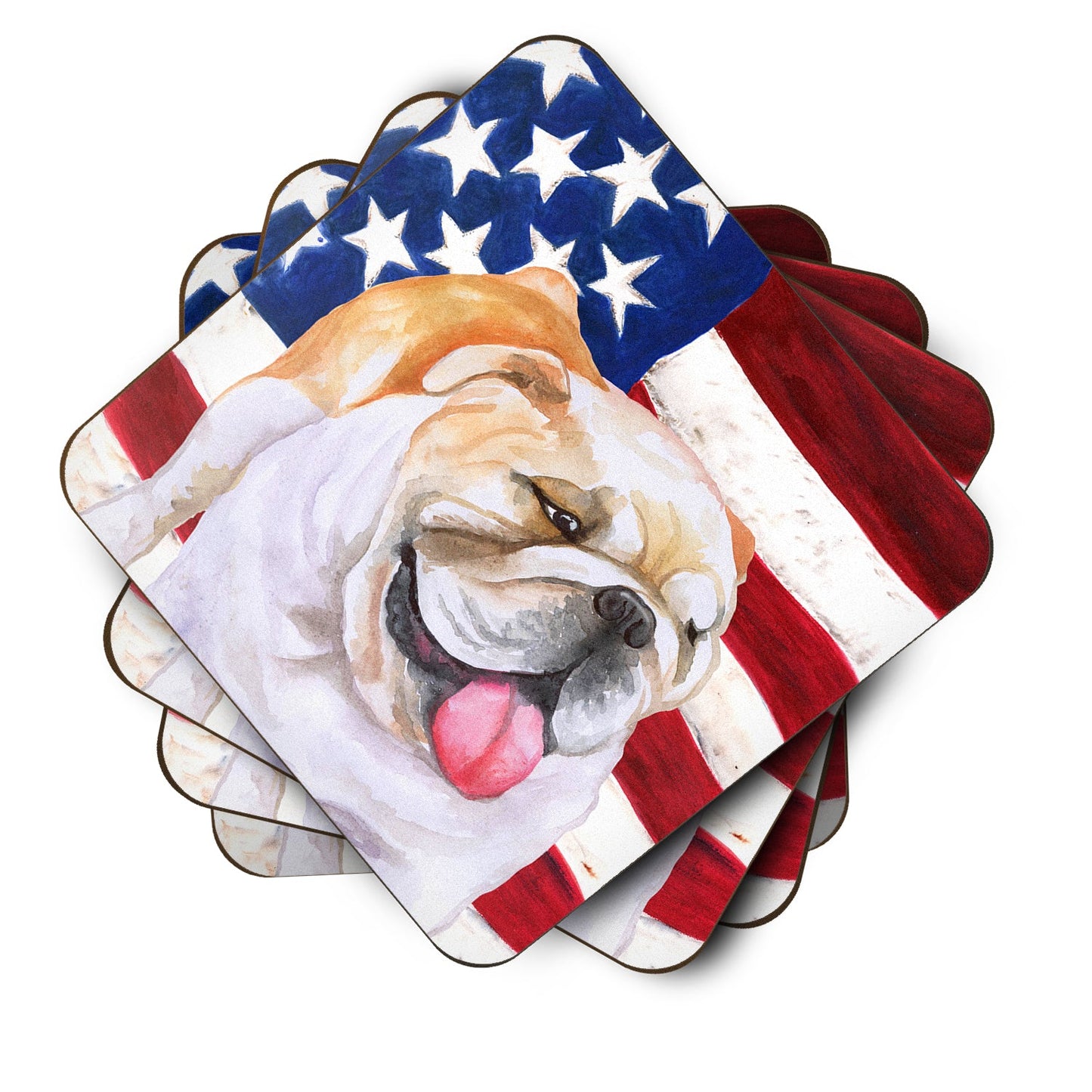 English Bulldog Patriotic Foam Coaster  BB9639FC