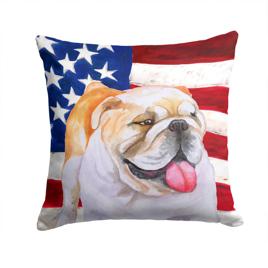 English Bulldog Patriotic Throw Pillow - 14x14 Decorative Pillow – Art for Your Home & Patio BB9639PW1414
