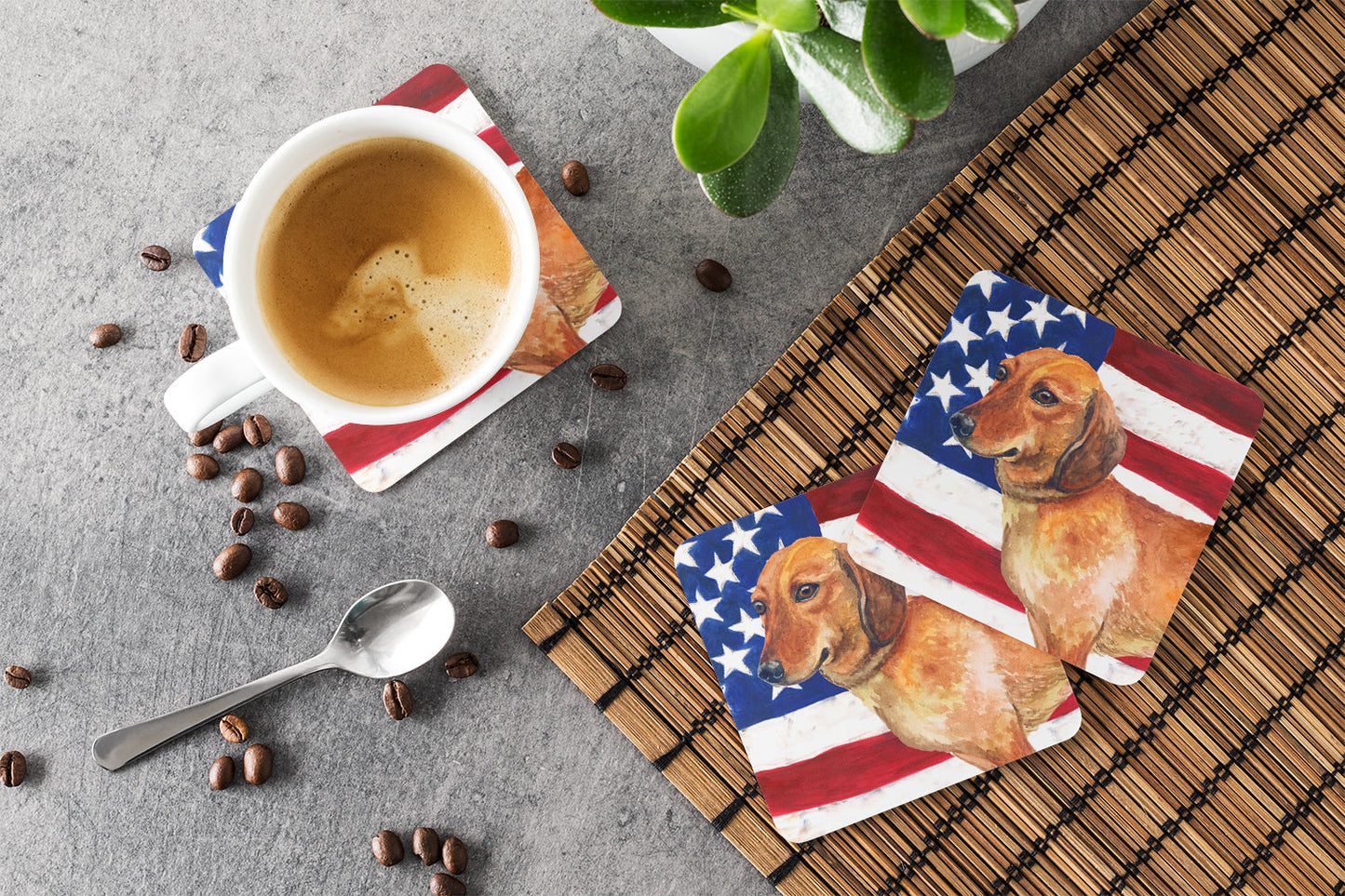Dachshund Patriotic Foam Coaster  BB9652FC