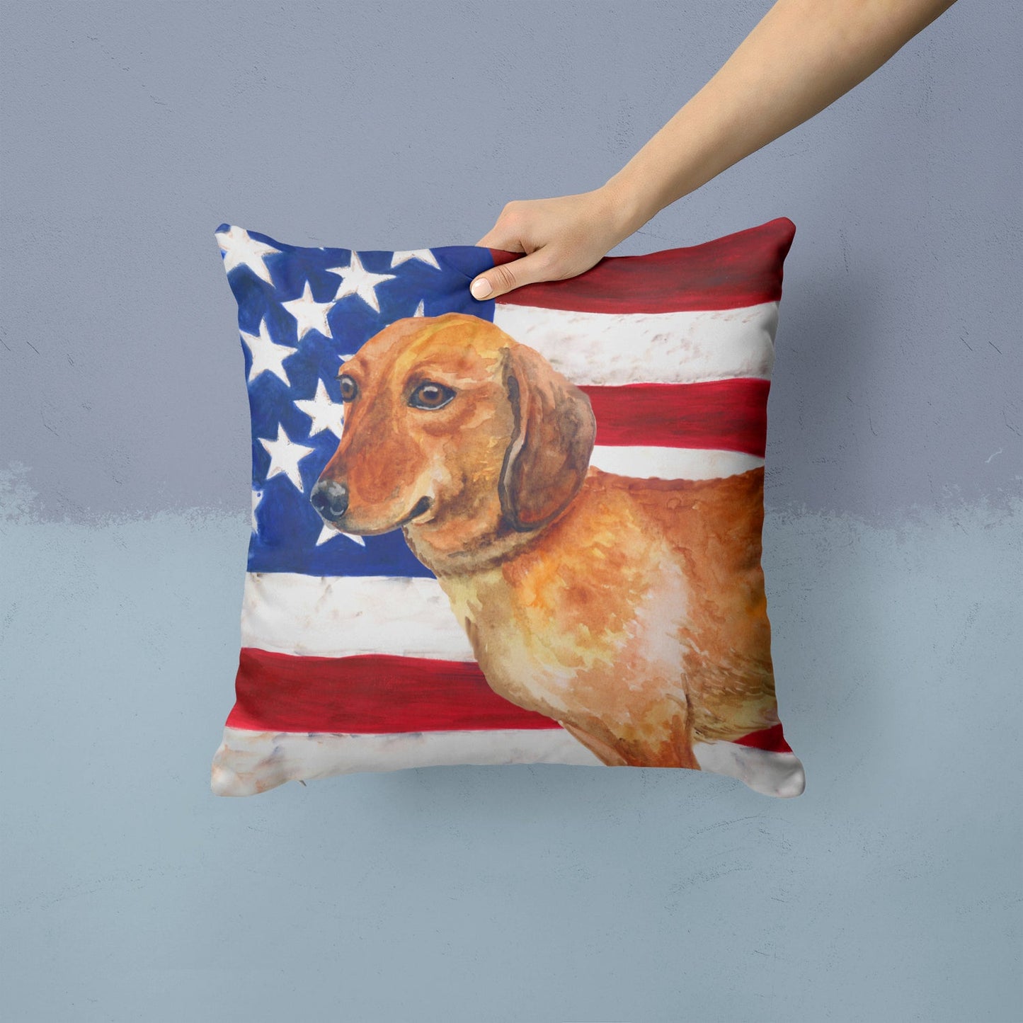 Dachshund Patriotic Throw Pillow - 14x14 Decorative Pillow – Art for Your Home & Patio BB9652PW1414