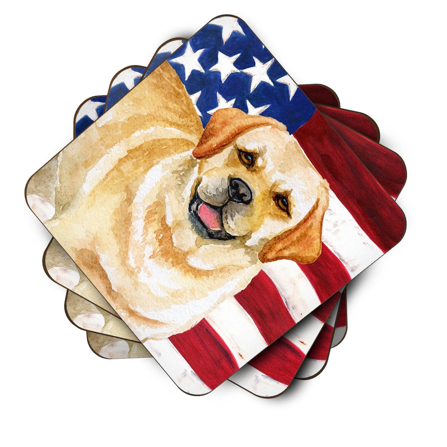 Golden Retriever Patriotic Foam Coaster  BB9664FC