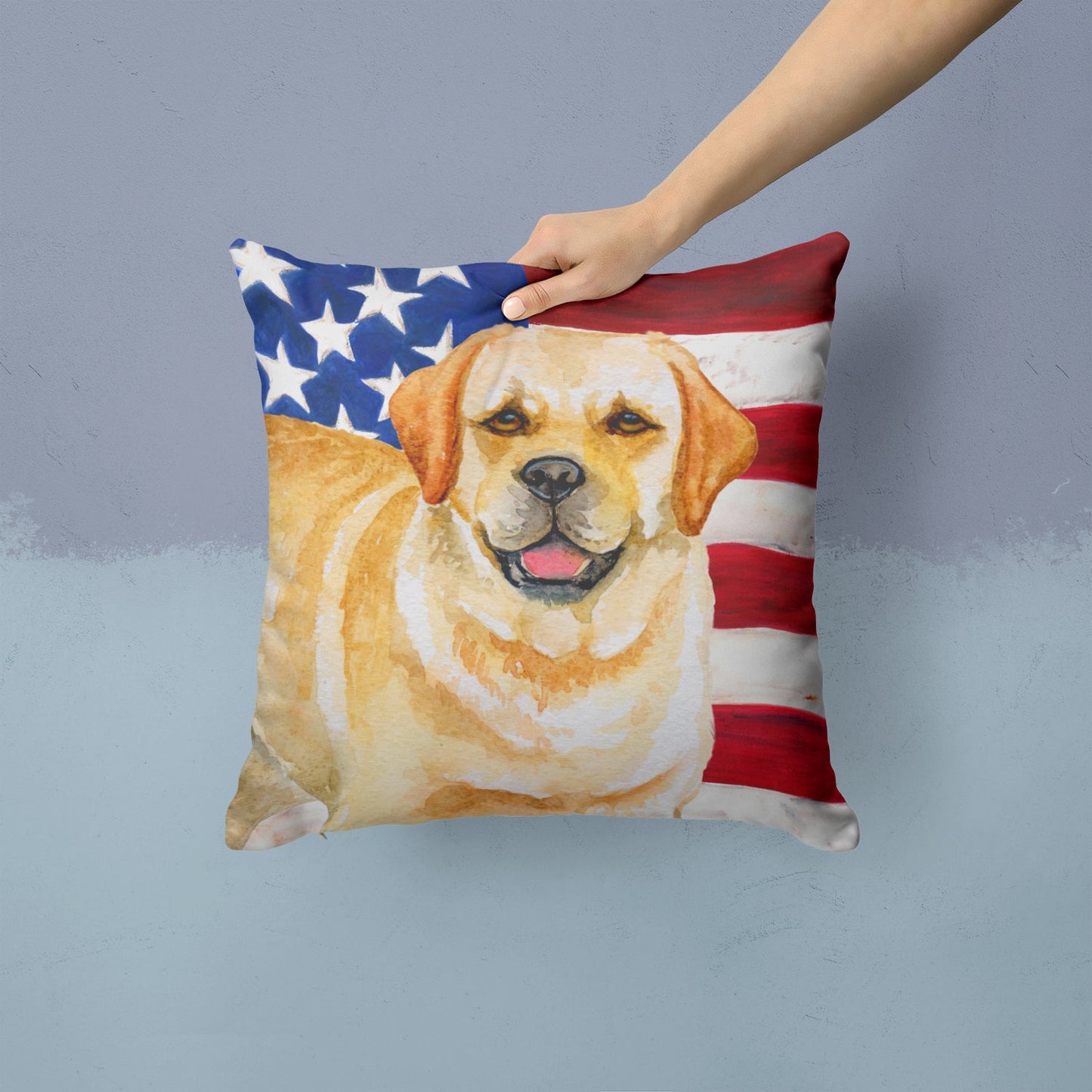 Golden Retriever Patriotic Throw Pillow - 14x14 Decorative Pillow – Art for Your Home & Patio BB9664PW1414