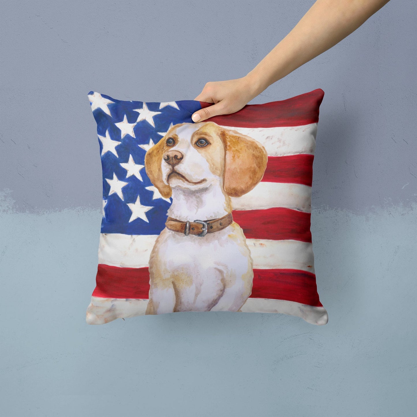 Beagle Patriotic Throw Pillow - 14x14 Decorative Pillow – Art for Your Home & Patio BB9686PW1414