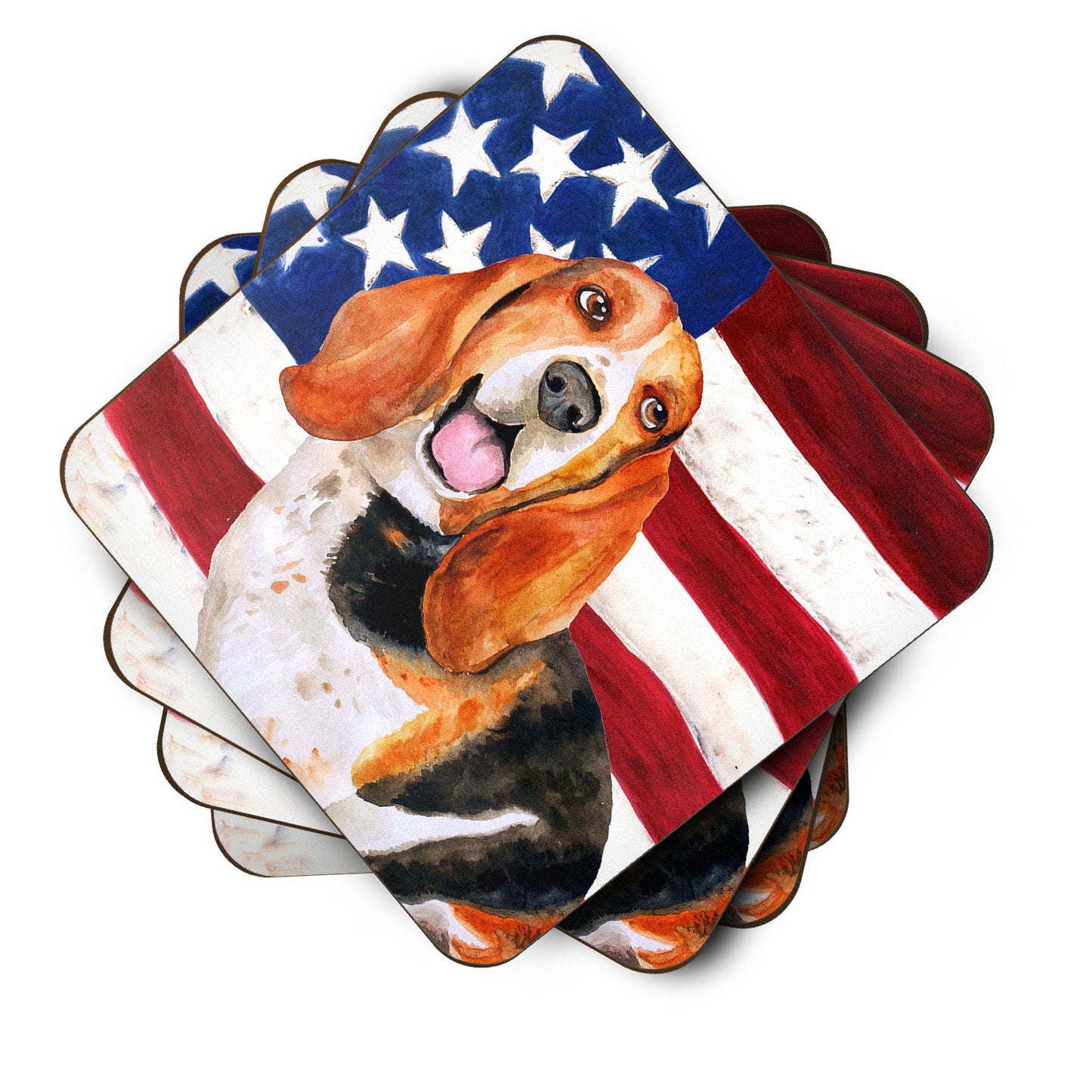 Basset Hound Patriotic Foam Coaster  BB9704FC
