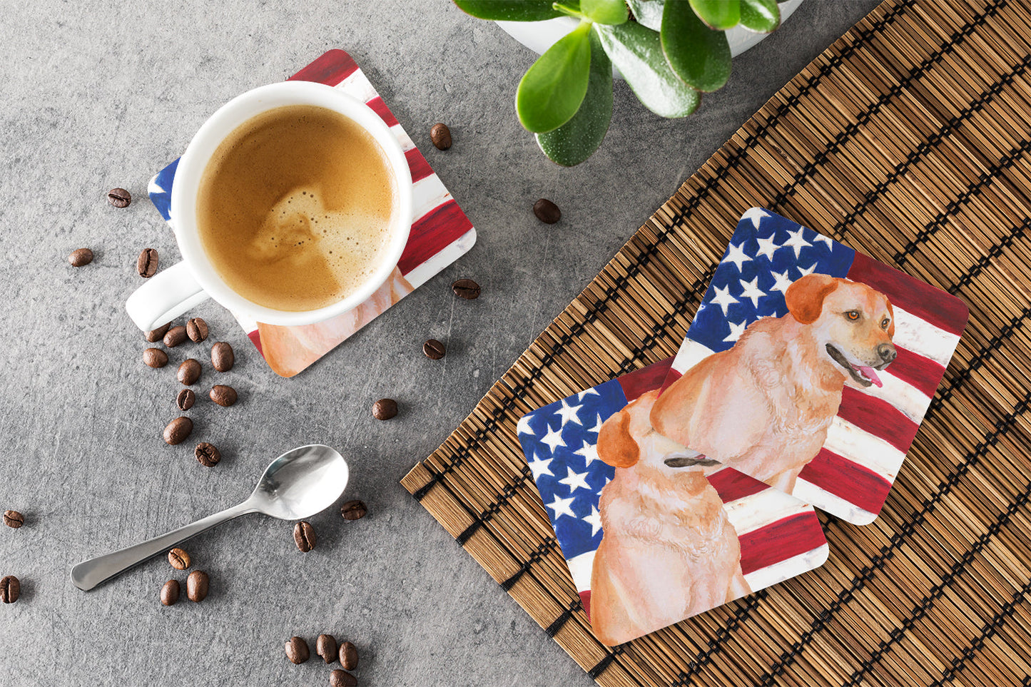 Labrador Retriever Patriotic Foam Coaster  BB9714FC