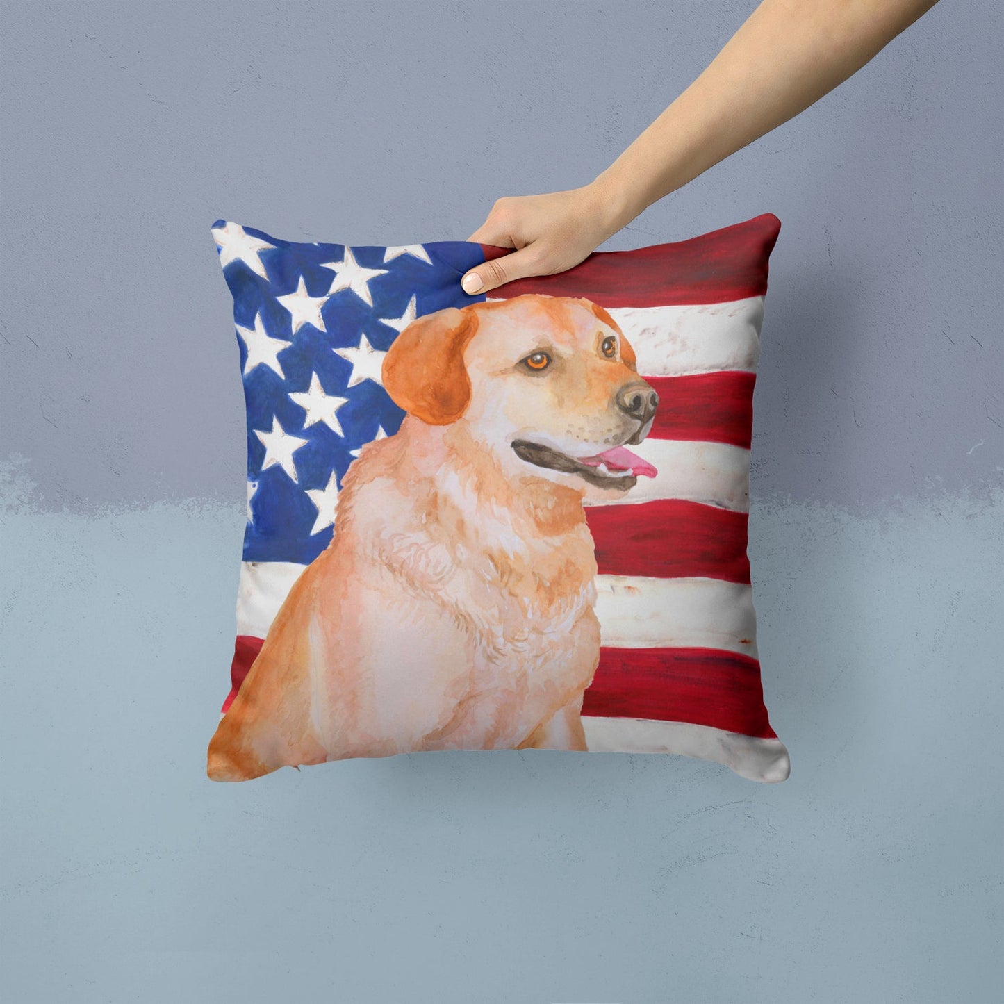 Labrador Retriever Patriotic Throw Pillow - 14x14 Decorative Pillow – Art for Your Home & Patio