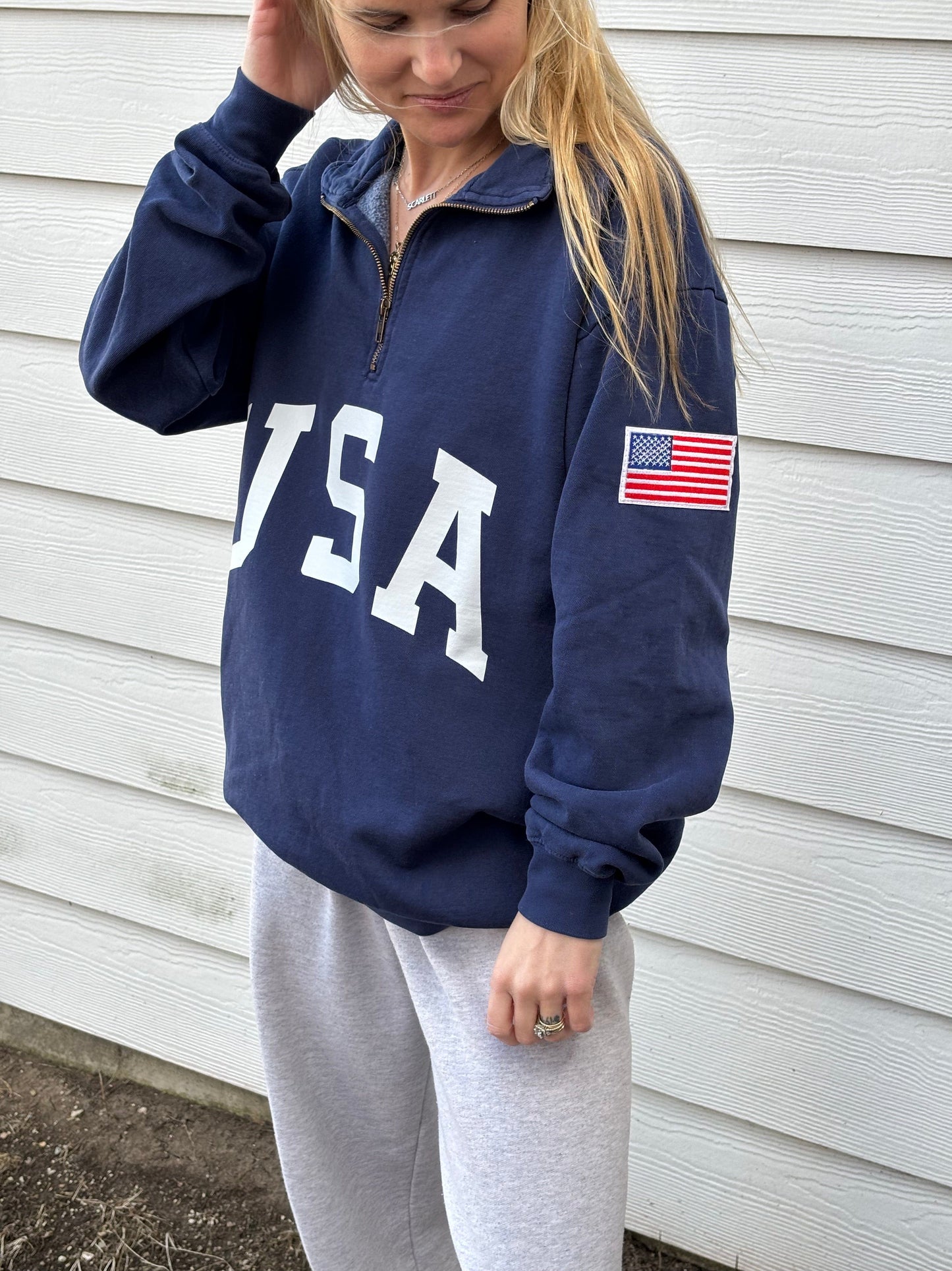 Retro USA Navy 1/4 Zip